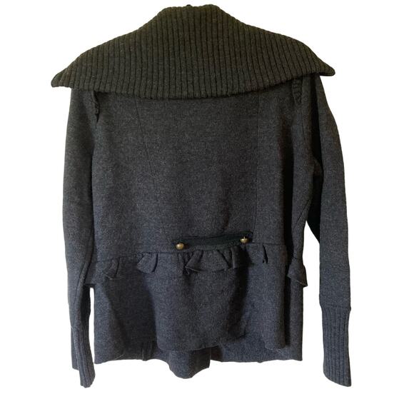 Loft Wool Military Jacket Pea Coat Peplum Charcoal Gray Size Medium Women's - Picture 2 of 13